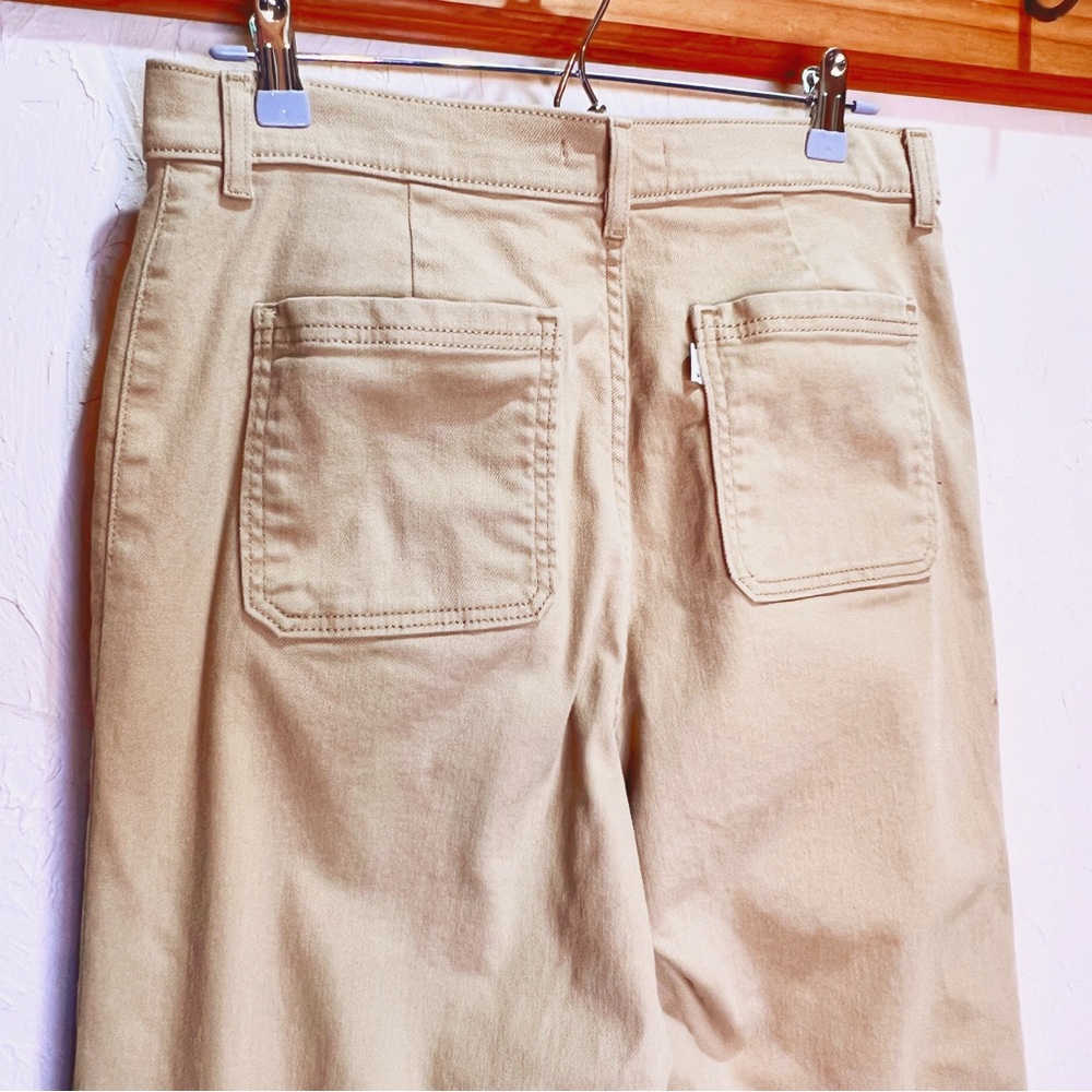Levi's Ribcage Wide Leg Jeans Khaki Tan Women's 30 Cropped Ankle - Picture 4 of 10